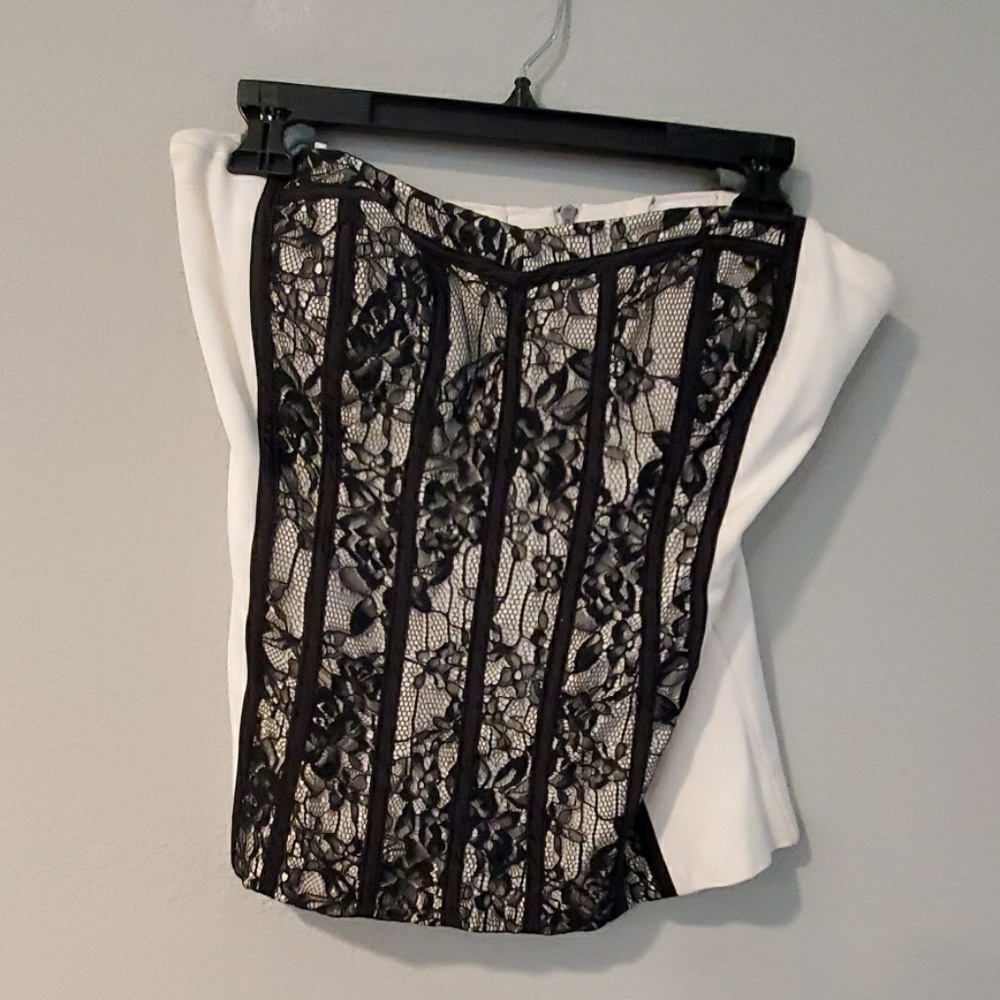 White with black lace tube top